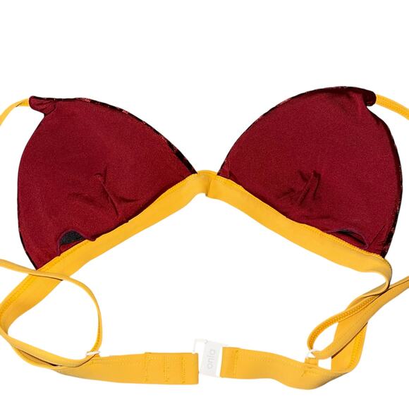 Onia Bikini Swimsuit Velvet Two Piece Laila Marigold Burgundy - Picture 7 of 11
